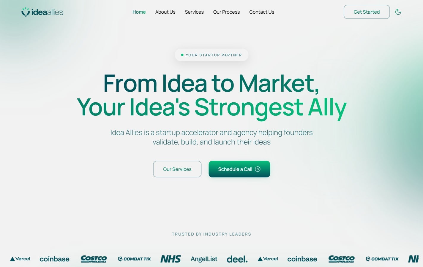 The Idea Allies website homepage