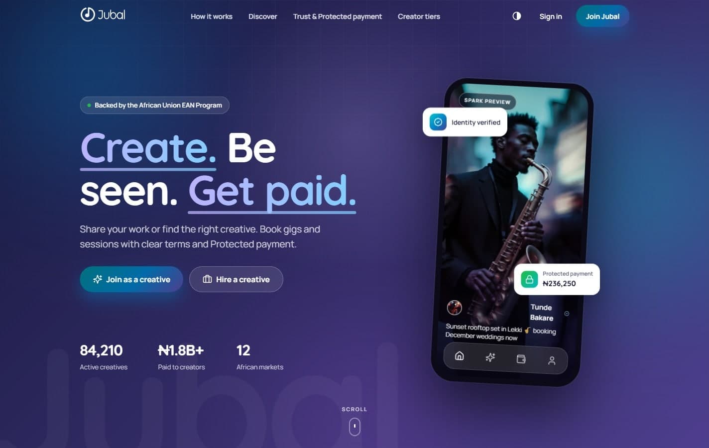 The Jubal website homepage